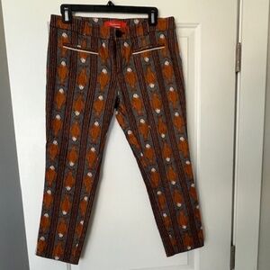 Anthropologie Novelty Fish Print Woven Capri Pants Sz 6P Fun